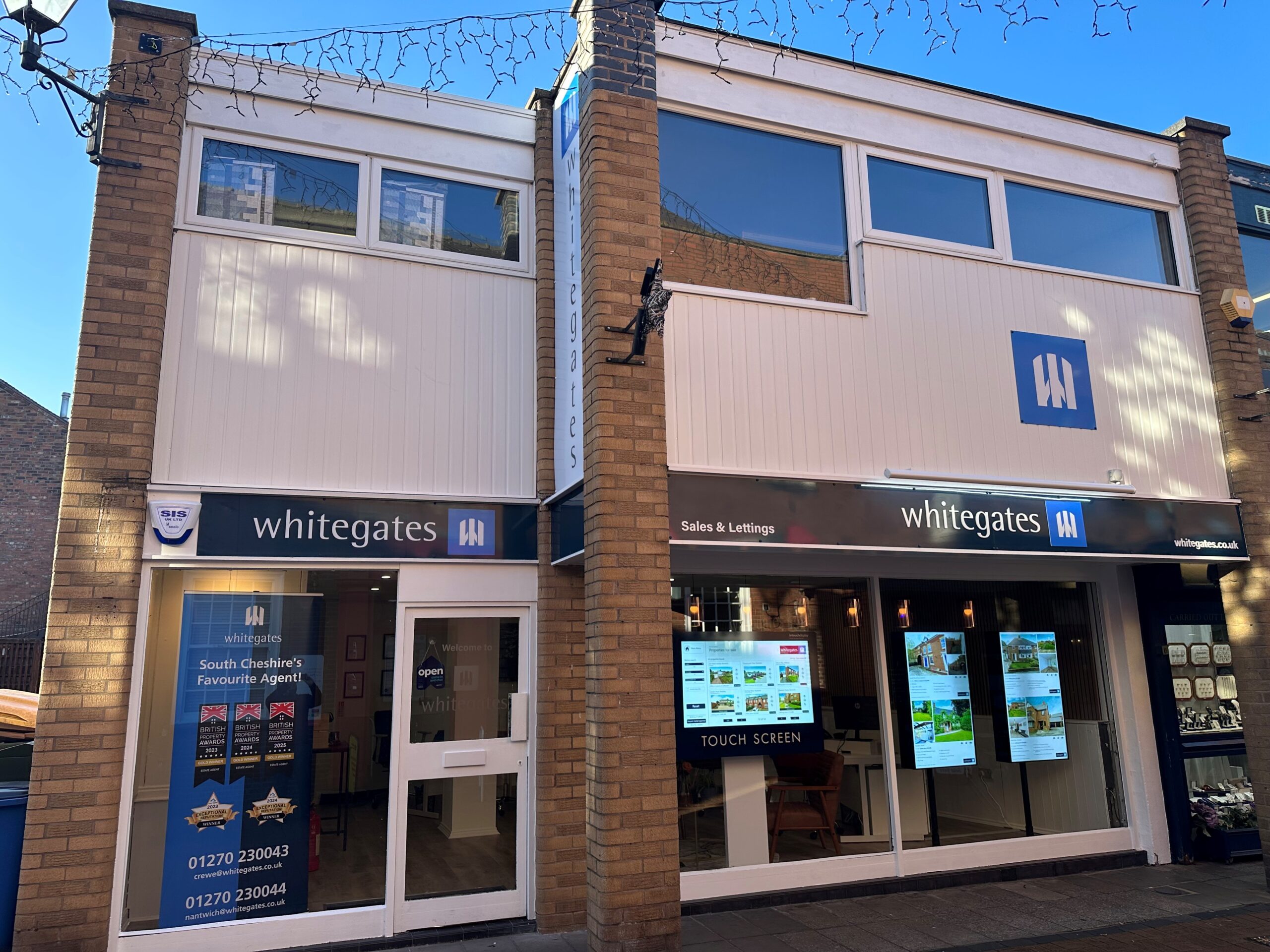 An exterior view of the Whitegates estate agent office in Nantwich.